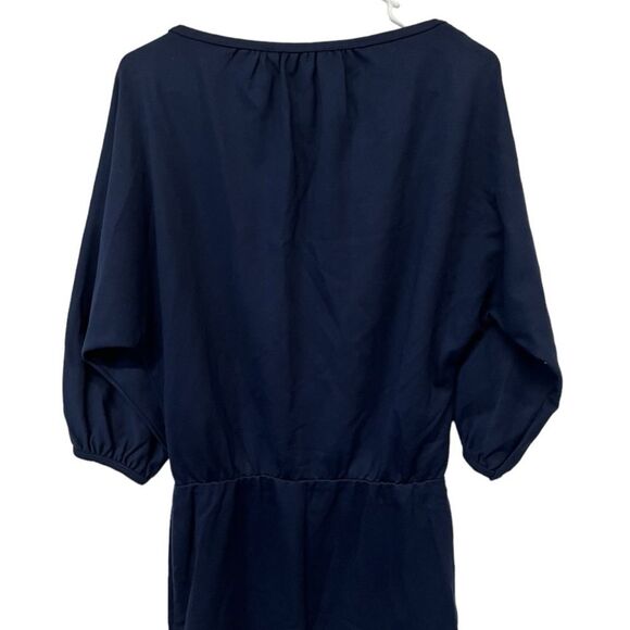 NWT Trina Turk Navy Bateau Neck Dolman Sleeves Blouson Waist Stretch Bela Dress - Picture 5 of 8